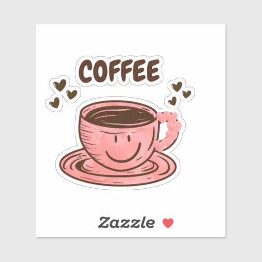 Süße Kaffeetassen-Aufkleber Aufkleber (Blatt)