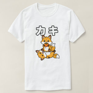 Süße Kaki-Fuchs-Persimone Lustiges Japanisches Tie T-Shirt