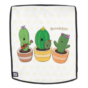 Süße Kaktus-Trio-Sing-Cartoon-Illustration Rucksack
