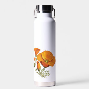 Süße Kalifornische Mohnblume im Vintage-Stil Trinkflasche