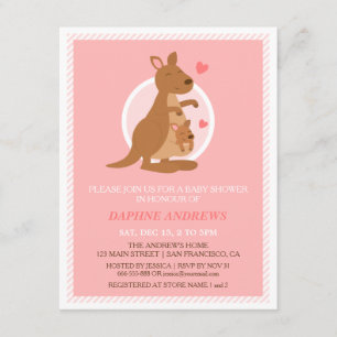 Süße Känguru-Baby-Shower-Party-Einladungen Einladung