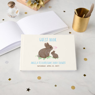 Süße Kaninchen Blaue Babyparty Gästebuch