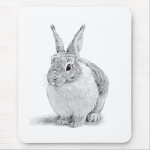 Süße Kaninchen Bleistiftzeichnung Mousepad