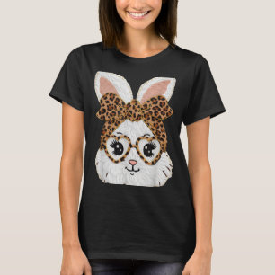 Süße Kaninchen-Hasen-Gesicht-Leopard-Brille Mädche T-Shirt