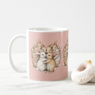 Süße Kaninchen in einem gemütlichen Pastell-Rosa-H Kaffeetasse