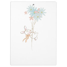 Süße Kaninchen mit Blumen Notizbuch Klemmbrett