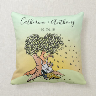 Süße Kaninchen mit Namen Hochzeit/Jubiläum Kissen