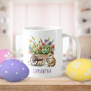 Süße Kaninchen Personalisiertes Mädchen Ostern Kaffeetasse