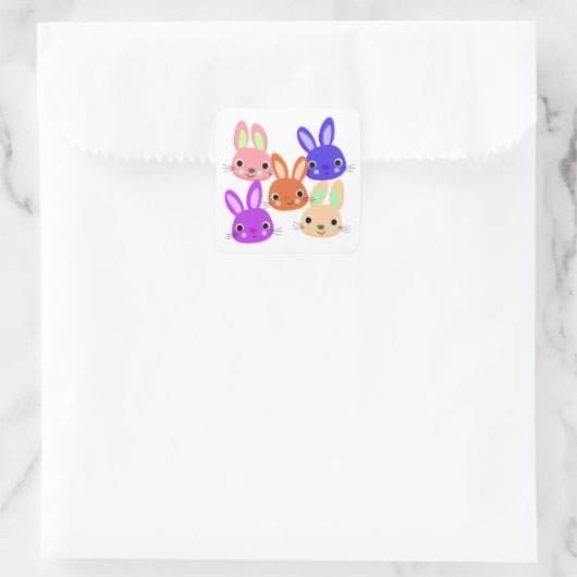 Süße Kaninchen Quadratischer Aufkleber (Tasche)