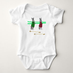 Süße Kaninchen-Ski-Illustration Baby Strampler