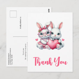 Süße Kaninchen teilen ein Herz Danke Postkarte