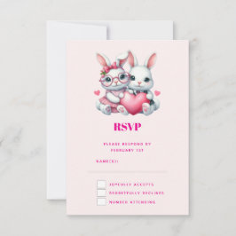 Süße Kaninchen teilen ein Herz RSVP Karte