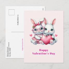 Süße Kaninchen teilen ein Herz zum Valentinstag Feiertagspostkarte