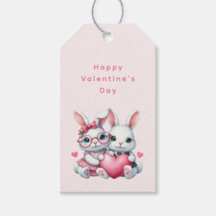 Süße Kaninchen teilen ein Herz zum Valentinstag Geschenkanhänger