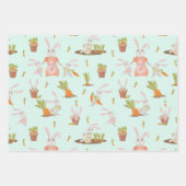 Süße Kaninchen und Karotten Geschenkpapier Set (Vorderseite)
