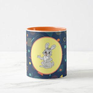 Süße Kaninchenkunst auf farbenfrohem Muster Tasse