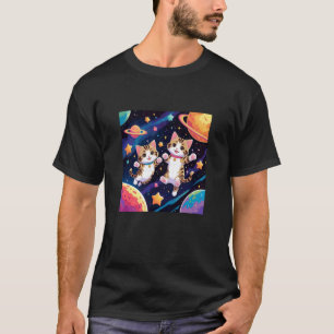 süße Kätzchen, die in der Atmosphäre schweben, Pla T-Shirt