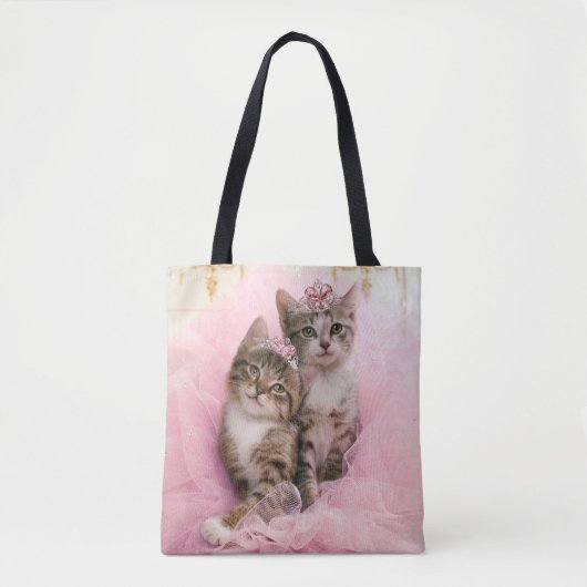 Süße Kätzchen in den Tiaras und im rosa funkelnd Tasche (Vorderseite)