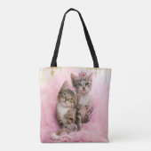 Süße Kätzchen in den Tiaras und im rosa funkelnd Tasche (Rückseite)