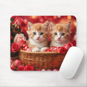 Süße Kätzchen in einem Strohkorb Mousepad (Mit Mouse)