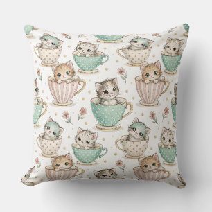 Süße Kätzchen in Teetassen - Kinder Katzen Design  Kissen