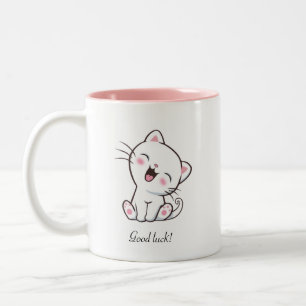Süße Kätzchen-Katze & Herz auf Weiß Zweifarbige Tasse
