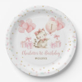 Süße Kätzchen Katze rosa Ballons 1. 2. 3. Geburtst Pappteller (Vorderseite)