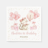 Süße Kätzchen Katze rosa Ballons 1. 2. 3. Geburtst Serviette (Vorderseite)