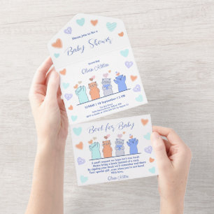 Süße Kätzchen Katzen Herzen Baby Shower  All In One Einladung