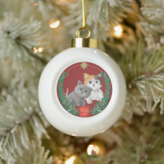 Süße Kätzchen Keramik Kugel-Ornament