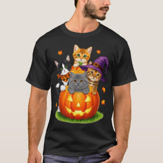 Süße Kätzchen Kürbis Halloween Gruselig T-Shirt