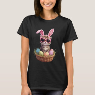 Süße Kätzchen Liebhaber Brille Frohe Ostern Katze T-Shirt