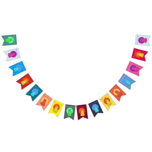 süße Kätzchen lustige Katzen Festfarbe Angewohnt Wimpelkette (Alle)