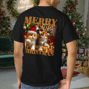 Süße Kätzchen mit Weihnachtsmann und Rentierhüten T-Shirt