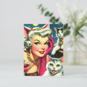 Süße Kätzchen Pin-up Postkarte (Stehend Vorderseite)