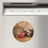 Süße Kätzchen spielen mit Rundgarn Magnet (In Situ (Geschirrspüler))