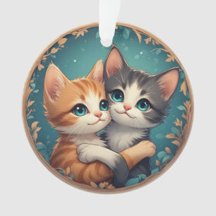 Süße Kätzchen umarmen sich zusammen Ornament