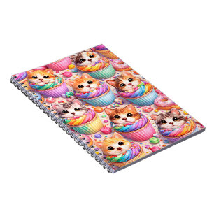 Süße Kätzchen und Cupcake Spiralnotizbuch, Regenbo Notizblock
