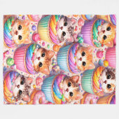 Süße Kätzchen und Cupcakes, Fleece-Decke, Regenbog Fleecedecke (Vorderseite (Horizontal))