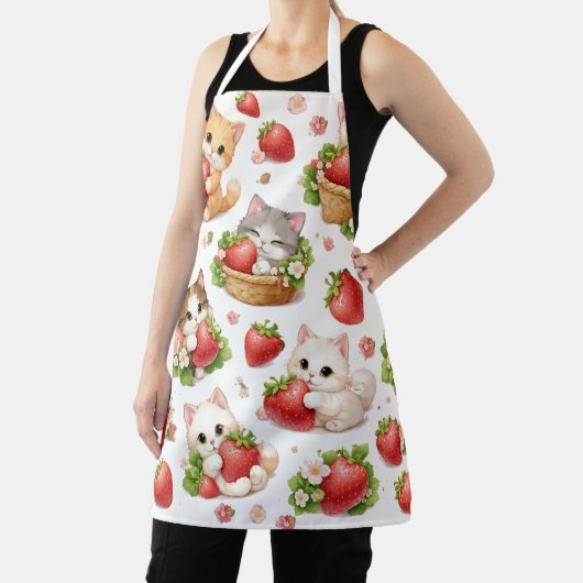 Süße Kätzchen und Erdbeeren Küchenschürze Schürze (InSitu)