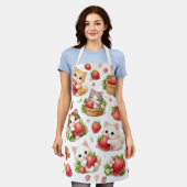 Süße Kätzchen und Erdbeeren Küchenschürze Schürze (Getragen)