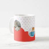 Süße Kätzchen und rote Herzen Muster Personalisier Kaffeetasse (Vorderseite Links)