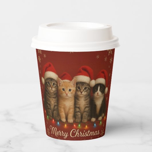 Süße Kätzchen Weihnachts-Tasse. Pappbecher (Vorderseite)