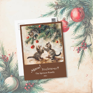 Süße Kätzchen Weihnachtsbaum Feiertagspostkarte