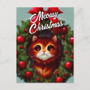 Süße Kätzchen-Weihnachtskranz-Feiertags-Postkarte Feiertagspostkarte