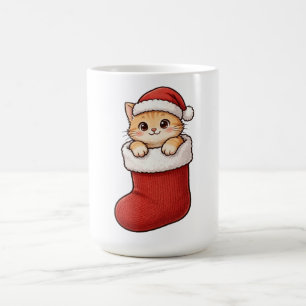 Süße Kätzchen-Weihnachtsstrumpf Santa Hut Tasse