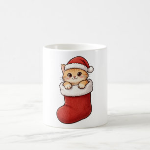 Süße Kätzchen-Weihnachtsstrumpf Santa Hut Tasse