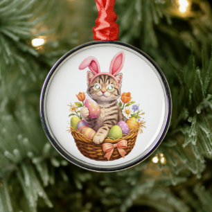 Süße Kätzchenliebhaber Frohe Ostern Katze Ornament Aus Metall