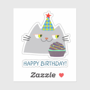 Süße Katze Alles Gute zum Geburtstag Aufkleber Kaw