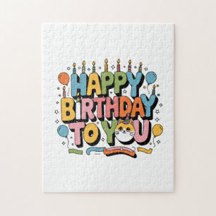 Süße Katze Alles Gute zum Geburtstag Puzzle